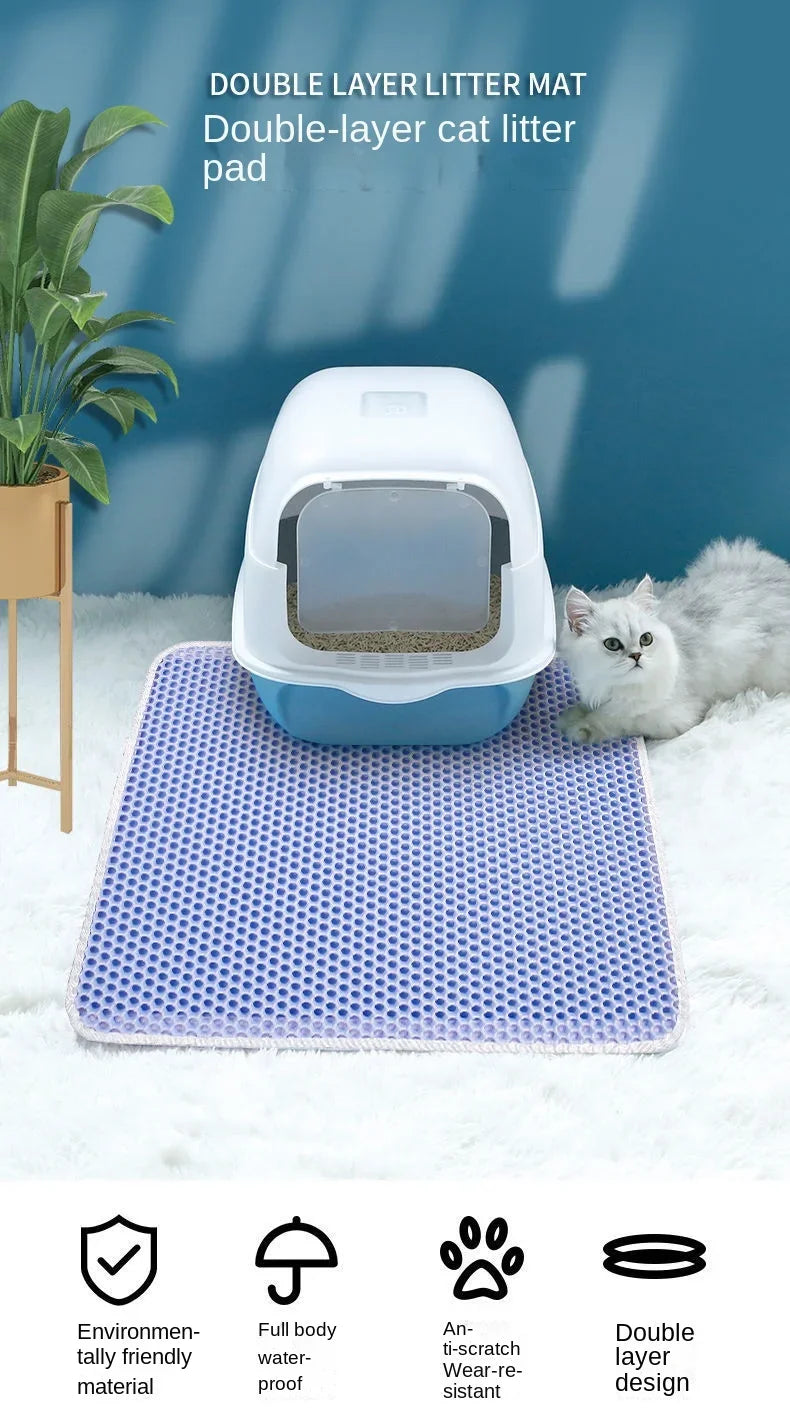 Waterproof Environmental Reusable Double Layers EVA Cat Sand Trapping Mat Non-slip Easy-to-clean Cat Litter Box Pad Mat