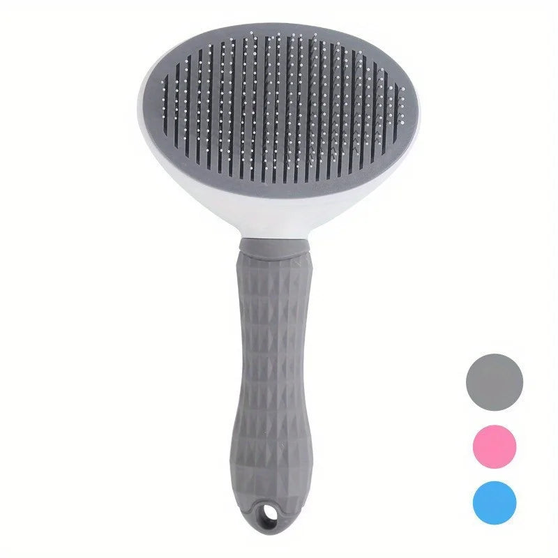 One-Click Pet Hair Removal Comb for Effortless Grooming of Dogs and Cats - Float Hair Removal Slicker Brush with Automatic Function