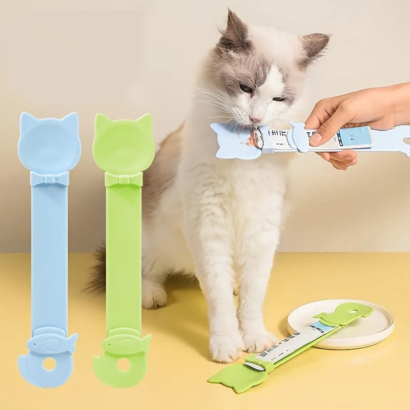 1/3PCS Cat Strip Feeder Spoon Long Handle Lickable Wet Food Feeder for Cats Pet Meat Mud Food Squeeze Dispense Spoon