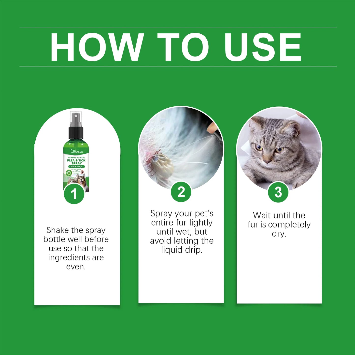 100ml Pet Flea Tick Prevention Spray Hypoallergenic Gentle Coat Skin Care for Dog and Cat with Non Irritating Daily Use