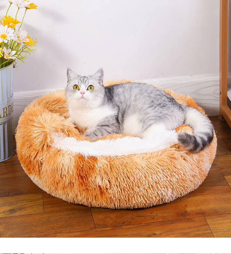 Plush Pet Cat Bed Round Cat Cushion Cat House 2 In 1 Warm Cat Basket Pet Sleep Bag Cat Nest Kennel For Small Dog Cat dog bed
