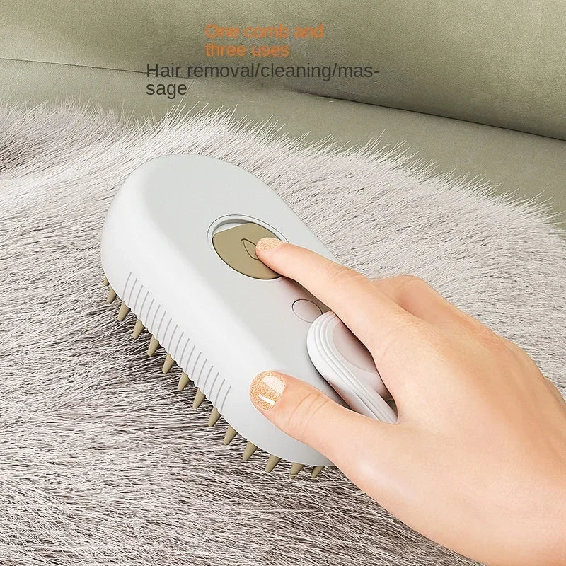 Steamy Dog Brush Electric Spray Cat Hair Brush 3 in 1 Dog Steamer Brush for Massage Pet Grooming Removing Tangled and Loose Hair