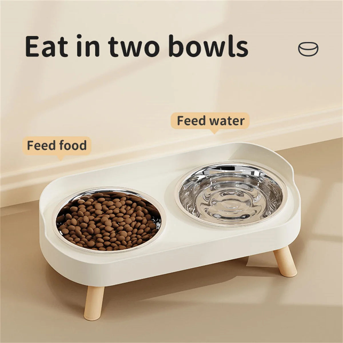 A Colorful Pet Double Bowl Fashion Feeding Large Capacity Stainless Steel Dog Bowl Drinking Water Neck Cat Double Bowl