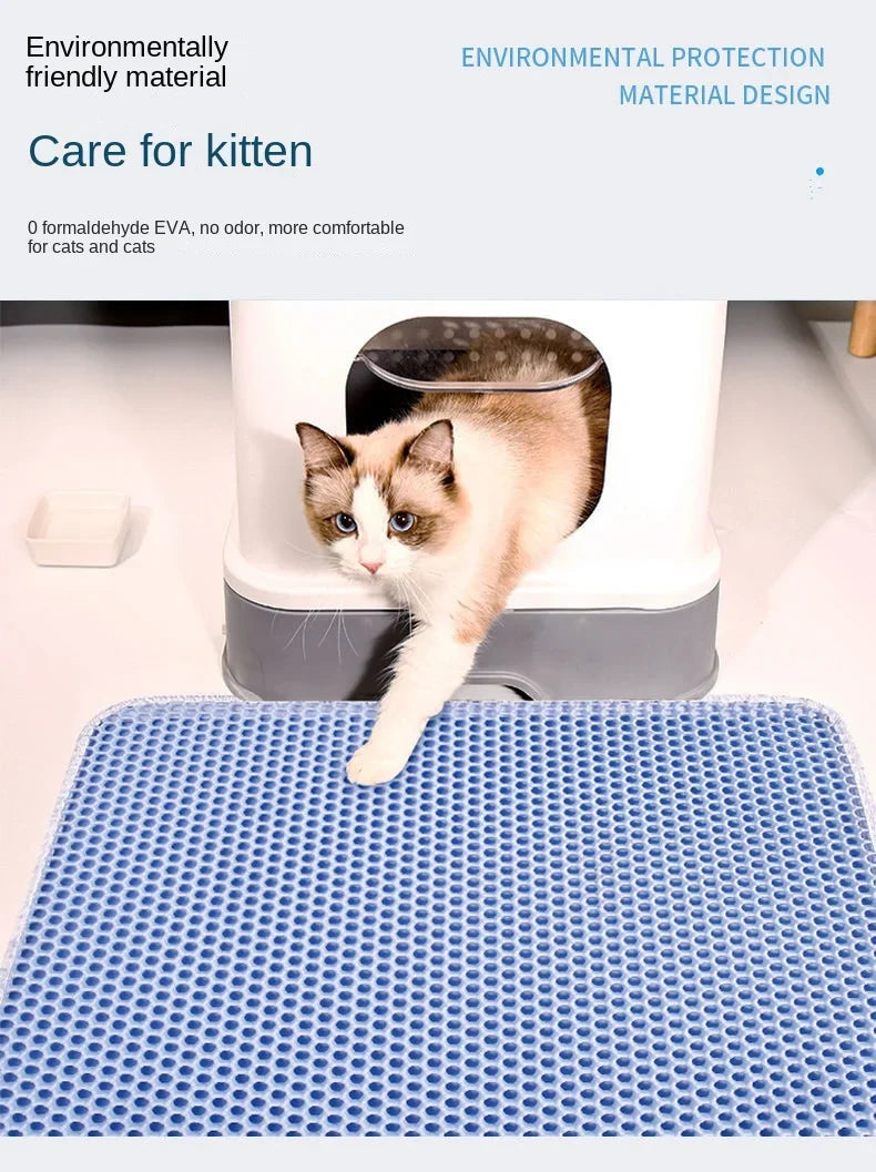 Waterproof Environmental Reusable Double Layers EVA Cat Sand Trapping Mat Non-slip Easy-to-clean Cat Litter Box Pad Mat