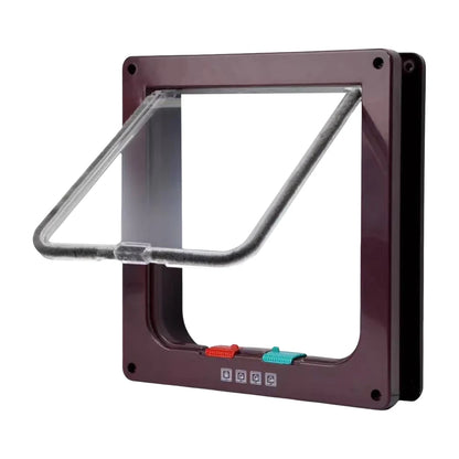 Cat Flap Door with 4 Way Security Lock ABS Plastic Gate Puppy Kitten Safety In/out Dog Cat Flap Door Kit