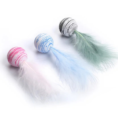 1/3/5 Pcs Cat Toy Ball Feather Funny Cat Toy Star Ball Plus Foam Ball Throwing Toys  Interactive Plush Throwing Toys