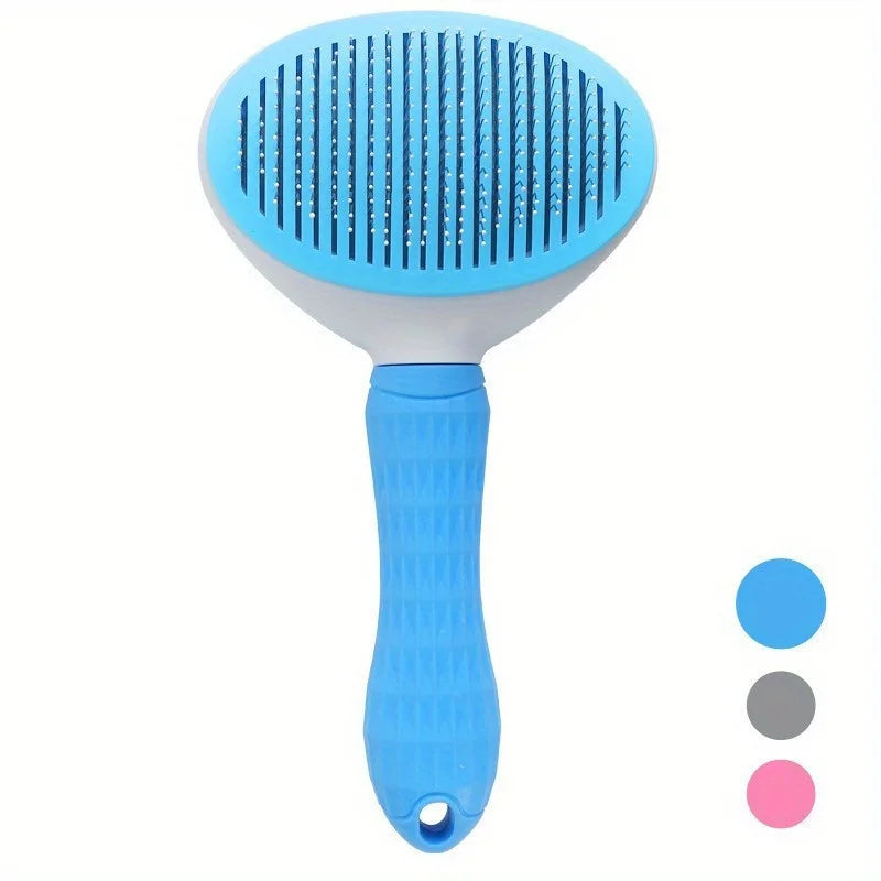 One-Click Pet Hair Removal Comb for Effortless Grooming of Dogs and Cats - Float Hair Removal Slicker Brush with Automatic Function