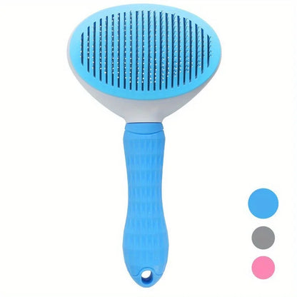 One-Click Pet Hair Removal Comb for Effortless Grooming of Dogs and Cats - Float Hair Removal Slicker Brush with Automatic Function