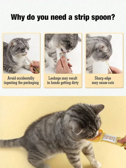 1/3PCS Cat Strip Feeder Spoon Long Handle Lickable Wet Food Feeder for Cats Pet Meat Mud Food Squeeze Dispense Spoon