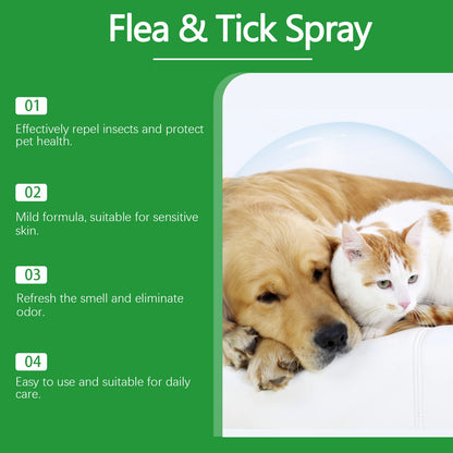 100ml Pet Flea Tick Prevention Spray Hypoallergenic Gentle Coat Skin Care for Dog and Cat with Non Irritating Daily Use