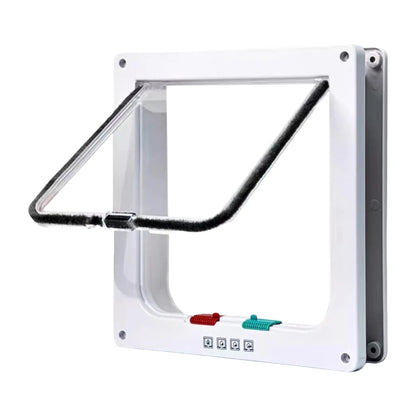 Cat Flap Door with 4 Way Security Lock ABS Plastic Gate Puppy Kitten Safety In/out Dog Cat Flap Door Kit