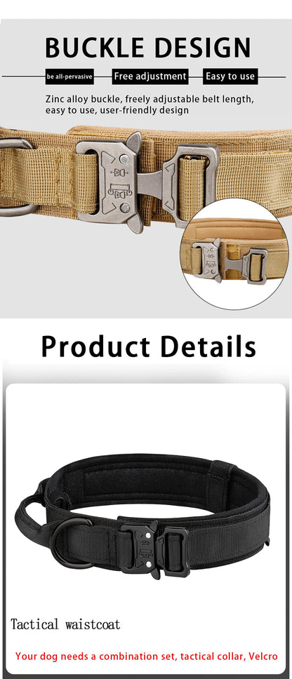 Tactical Dog Collar Metal Buckle Breathability Nylon Collar Medium and Large Dog Training Neck Collar Dog