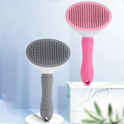 One-Click Pet Hair Removal Comb for Effortless Grooming of Dogs and Cats - Float Hair Removal Slicker Brush with Automatic Function