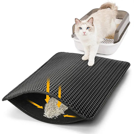 Waterproof Environmental Reusable Double Layers EVA Cat Sand Trapping Mat Non-slip Easy-to-clean Cat Litter Box Pad Mat