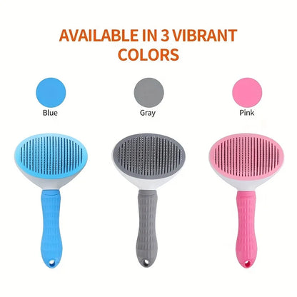 One-Click Pet Hair Removal Comb for Effortless Grooming of Dogs and Cats - Float Hair Removal Slicker Brush with Automatic Function