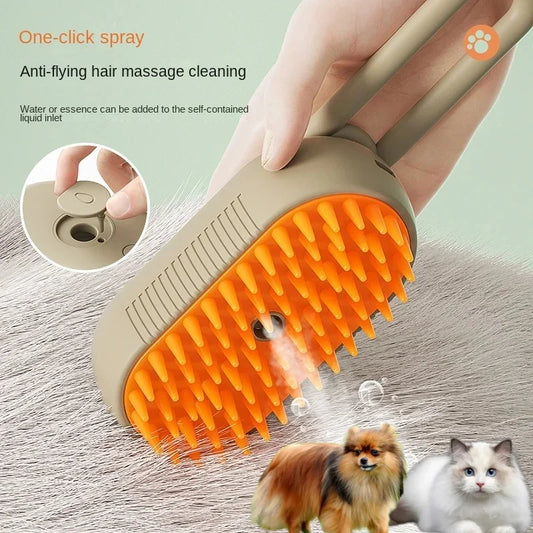 Steamy Dog Brush Electric Spray Cat Hair Brush 3 in 1 Dog Steamer Brush for Massage Pet Grooming Removing Tangled and Loose Hair