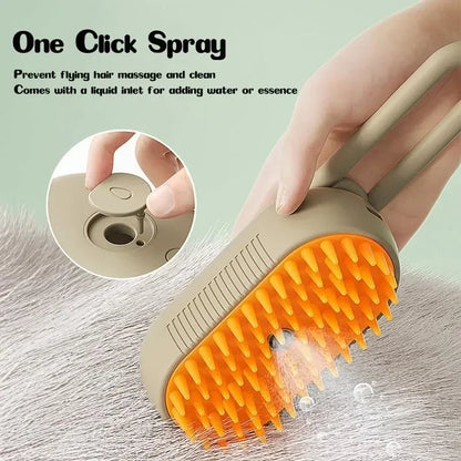 Steamy Dog Brush Electric Spray Cat Hair Brush 3 in 1 Dog Steamer Brush for Massage Pet Grooming Removing Tangled and Loose Hair