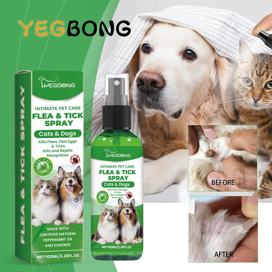 100ml Pet Flea Tick Prevention Spray Hypoallergenic Gentle Coat Skin Care for Dog and Cat with Non Irritating Daily Use