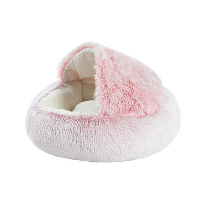 Soft Faux Fur Donut Calming Anti-Anxiety Pet Bed