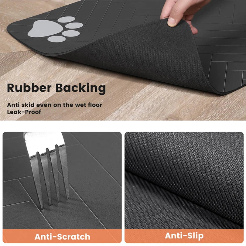 Pet Placemat for Food and Water Bowl, with Waterproof Rubber Backing, Quick Dry Water Mat for Dog Cat