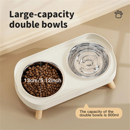 A Colorful Pet Double Bowl Fashion Feeding Large Capacity Stainless Steel Dog Bowl Drinking Water Neck Cat Double Bowl