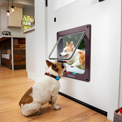Cat Flap Door with 4 Way Security Lock ABS Plastic Gate Puppy Kitten Safety In/out Dog Cat Flap Door Kit
