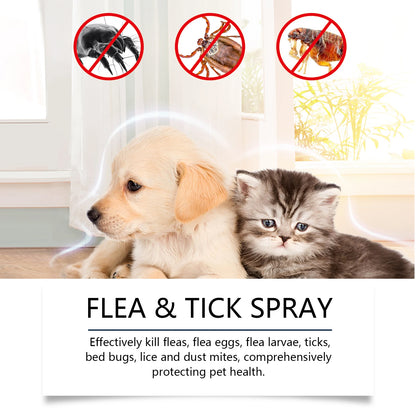 100ml Pet Flea Tick Prevention Spray Hypoallergenic Gentle Coat Skin Care for Dog and Cat with Non Irritating Daily Use