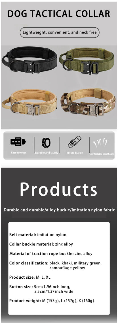 Tactical Dog Collar Metal Buckle Breathability Nylon Collar Medium and Large Dog Training Neck Collar Dog