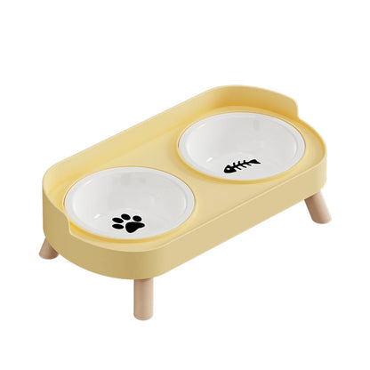 A Colorful Pet Double Bowl Fashion Feeding Large Capacity Stainless Steel Dog Bowl Drinking Water Neck Cat Double Bowl