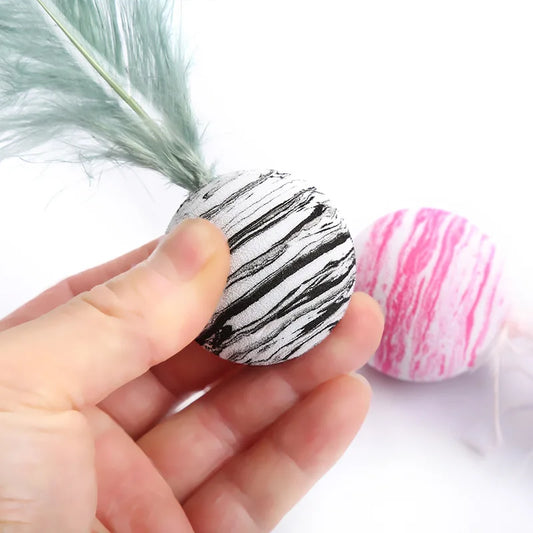 1/3/5 Pcs Cat Toy Ball Feather Funny Cat Toy Star Ball Plus Foam Ball Throwing Toys  Interactive Plush Throwing Toys