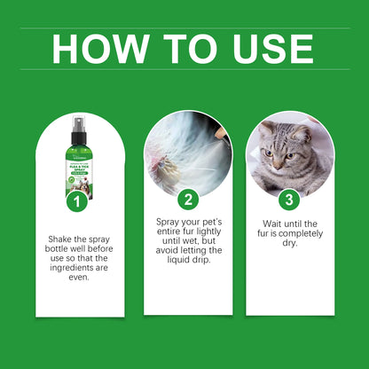 100ml Pet Flea Tick Prevention Spray Hypoallergenic Gentle Coat Skin Care for Dog and Cat with Non Irritating Daily Use