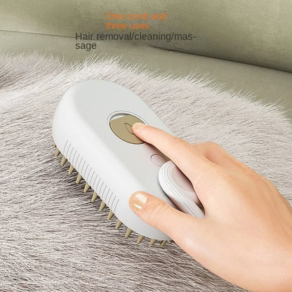 Steamy Dog Brush Electric Spray Cat Hair Brush 3 in 1 Dog Steamer Brush for Massage Pet Grooming Removing Tangled and Loose Hair
