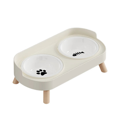 A Colorful Pet Double Bowl Fashion Feeding Large Capacity Stainless Steel Dog Bowl Drinking Water Neck Cat Double Bowl